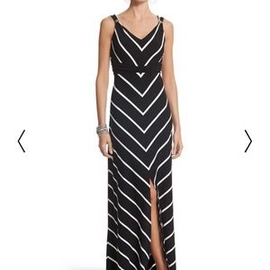 White House Black Market chevron stripe maxi dress